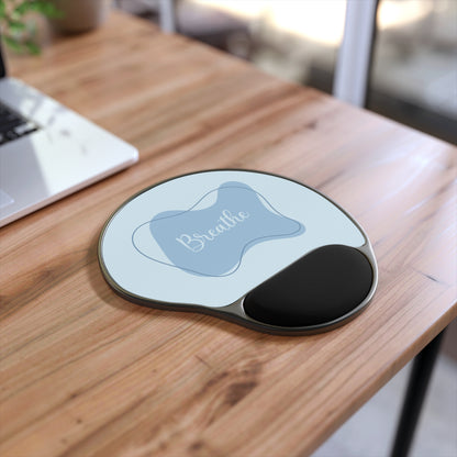 Tranquil Mouse Pad with Wrist Rest - Breathe Design, Office Decor, Gift for Coworkers, Ergonomic Desk Accessory, Stress Relief