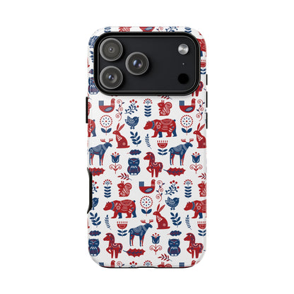 Scandinavian Animal Folk Art Phone Case - iPhone 17 / 17 Air / 17 Pro Max, Samsung Galaxy S26, Google Pixel | Matte & Glossy