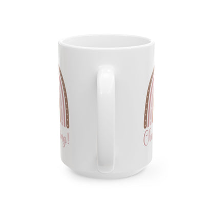 Ceramic Mug for Entrepreneurs, Gift for Small Business Owners, Boho Rainbow Coffee Cup, Cha-Ching Tea Mug, Positive Vibes Cup
