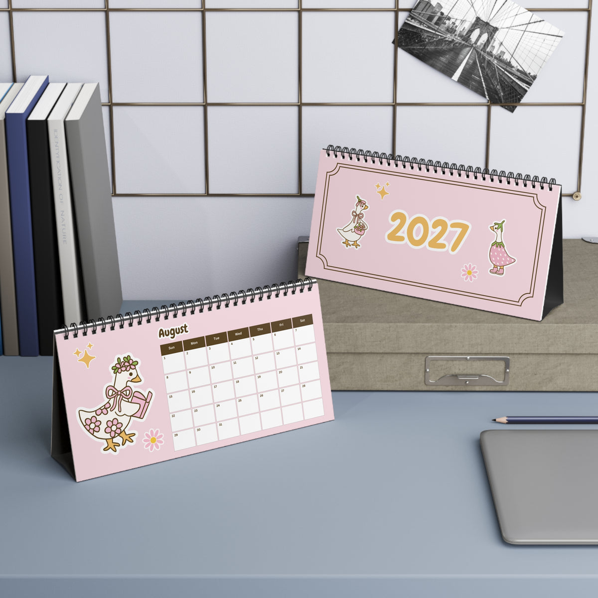 2027 Desk Calendar - Silly Goose Coquette Duck Calendar, Christmas and New Year Gift for Teachers, Students, Coworkers