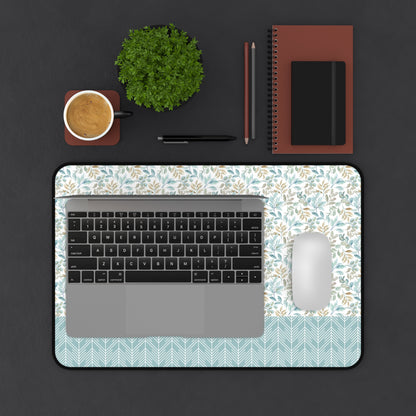 Floral Desk Mat with Geometric Pattern, Hemmed Edges, Stylish Work Surface, Home Office Decor, Gift for Students, Large Computer Mouse Pad