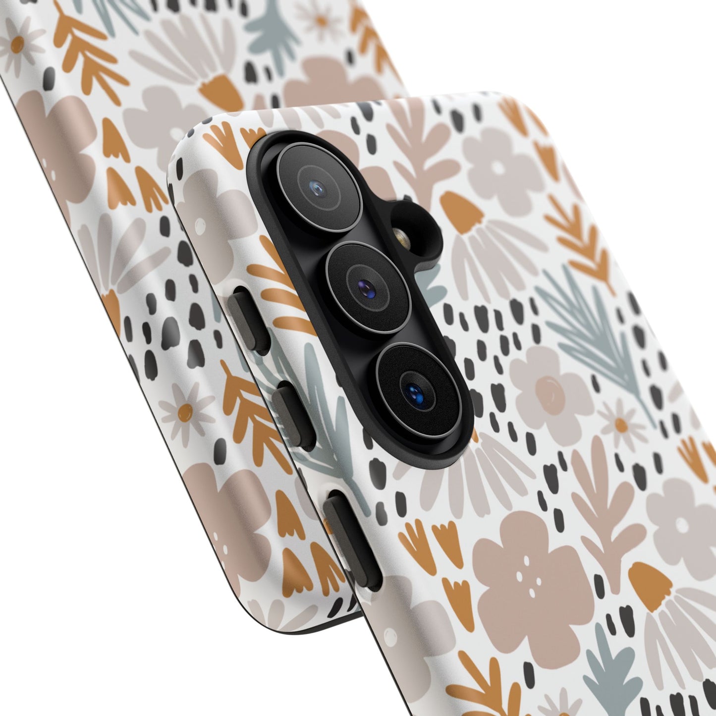 Two-Tone Floral Tough Phone Case - iPhone 17 / 17 Air / 17 Pro Max, Samsung Galaxy S26, Google Pixel | Matte & Glossy