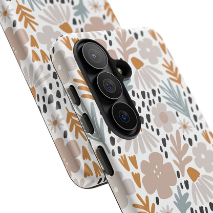 Two-Tone Floral Tough Phone Case - iPhone 17 / 17 Air / 17 Pro Max, Samsung Galaxy S26, Google Pixel | Matte & Glossy