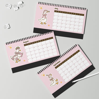 2027 Desk Calendar - Silly Goose Coquette Duck Calendar, Christmas and New Year Gift for Teachers, Students, Coworkers
