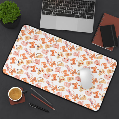 Desk Mat Scandinavian Folk Art Inspired Design, Home Office Decor, Nordic Art, Hygge, Work from Home Essentials, Scandi Cat Design