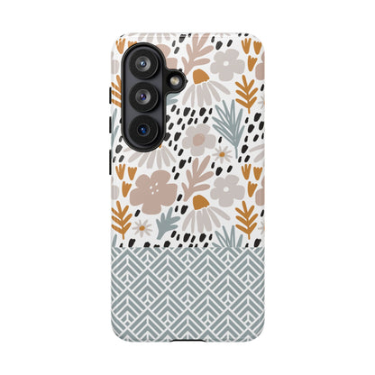Two-Tone Floral Tough Phone Case - iPhone 17 / 17 Air / 17 Pro Max, Samsung Galaxy S26, Google Pixel | Matte & Glossy