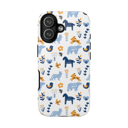Scandinavian Animal Folk Art Phone Case - iPhone 17 Series, Samsung Galaxy S26, Google Pixel | Matte & Glossy