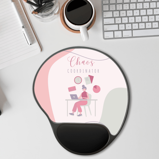 Mouse Pad, Chaos Coordinator Ergonomic Wrist Rest Pad - Funny Cute Desk Accessories, Office Gift Idea, Computer Desk Decor, Coworker Gift,