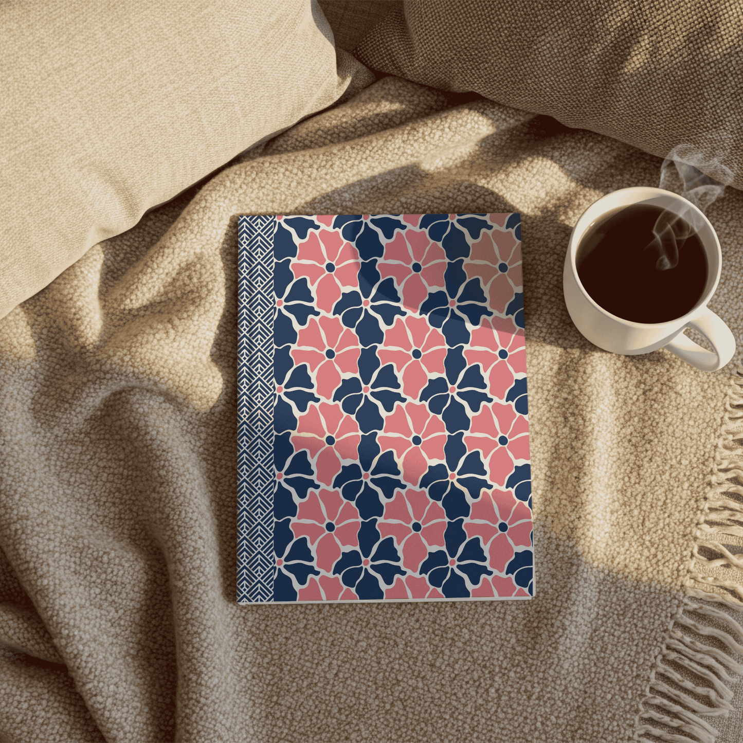Groovy Retro Flowers Journal Hardcover Notebook, Vintage Floral Design