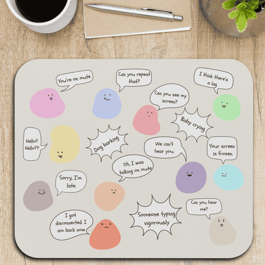 Funny Mouse Pad, Remote Work Humor, Conference Call Bingo, Work from Home Essentials, Funny Gift for Coworker, Boss, Blob Design - Beige