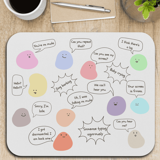 Funny Mouse Pad, Remote Work Humor, Conference Call Bingo, Work from Home Essentials, Funny Gift for Coworker, Gift for Boss, Blob-White