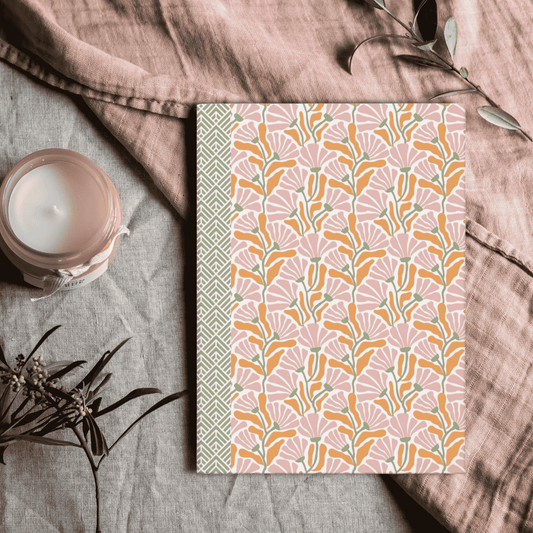 Groovy Flowers Journal Hardcover Notebook, Vintage Floral Design