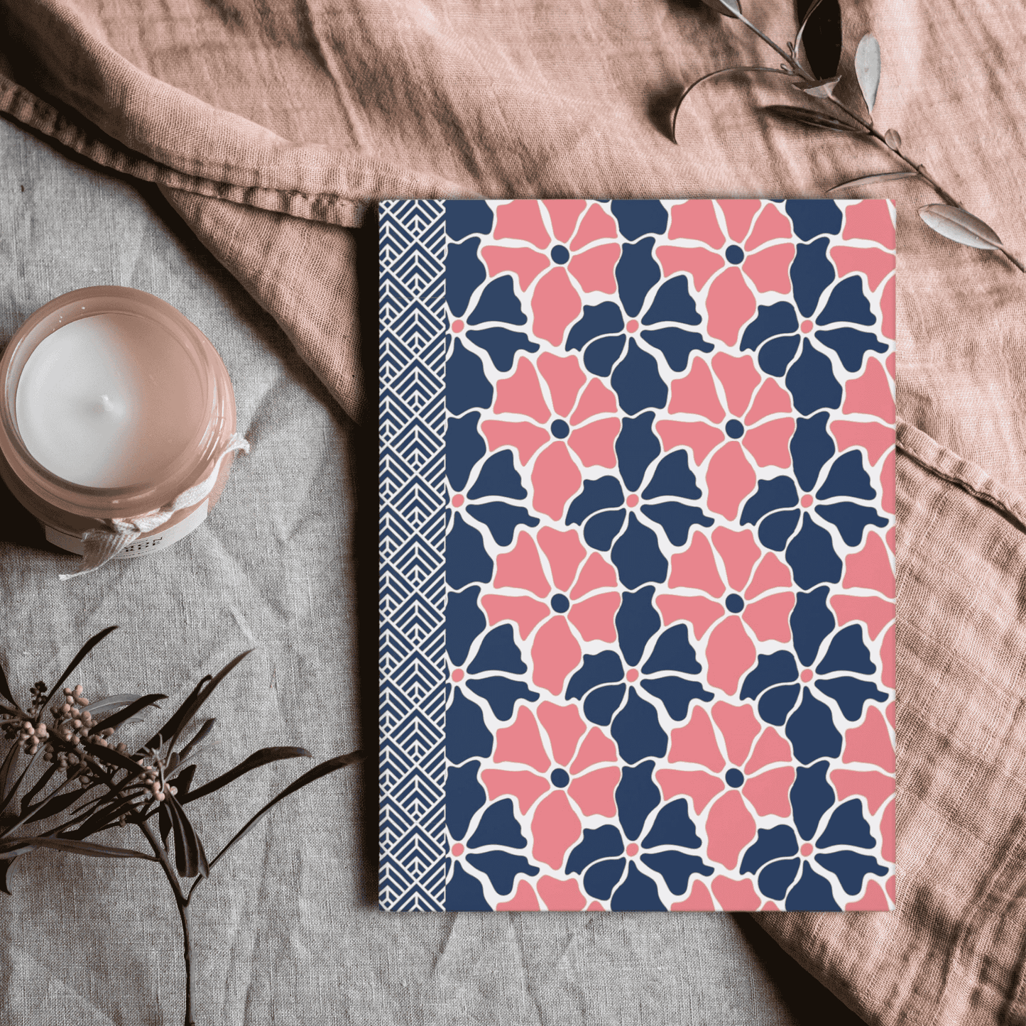 Groovy Retro Flowers Journal Hardcover Notebook, Vintage Floral Design