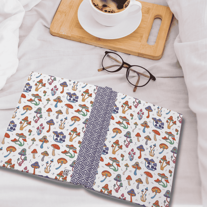 Hardcover Journal, Bright Colorful Whimsical Psychedelic Mushroom Design