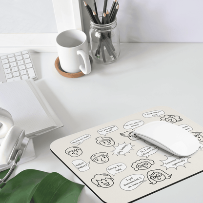 Funny Mouse Pad, Remote Work Humor, Conference Call Bingo, Work from Home Essentials, Funny Gift for Coworker, Gift for Boss, Doodle-Beige