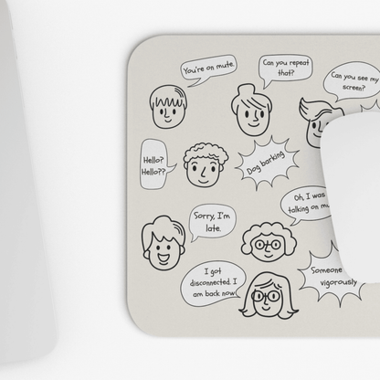 Funny Mouse Pad, Remote Work Humor, Conference Call Bingo, Work from Home Essentials, Funny Gift for Coworker, Gift for Boss, Doodle-Beige