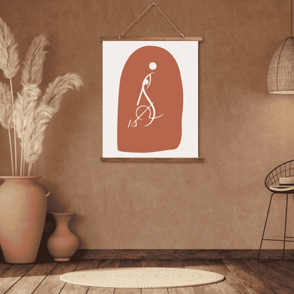 Tapestry with Hanger, Abstract  Goddess Durga Design, Wood Top, 26"x36", Indian Art, Puja Room Wall Art, Meditation Yoga Room Art
