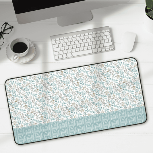 Floral Desk Mat with Geometric Pattern, Hemmed Edges, Stylish Work Surface, Home Office Decor, Gift for Students, Large Computer Mouse Pad