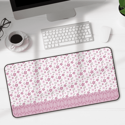 Floral Desk Mat with Geometric Pattern, Hemmed Edges, Stylish Work Surface, Home Office Decor, Gift for Students, Large Computer Mouse Pad