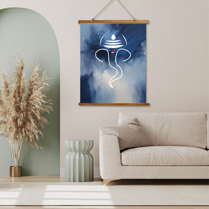 Wood Topped Wall Tapestry Featuring Ganesh - Bohemian Decor, Home Wall Art, Meditation Room Accent, Unique Gift, Spiritual Decor