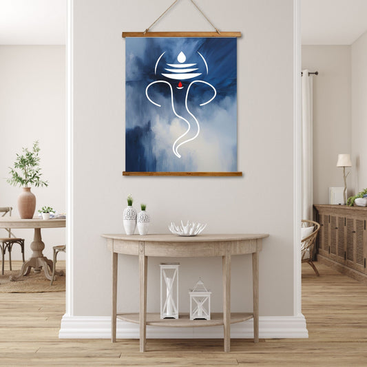 Wood Topped Wall Tapestry Featuring Ganesh - Bohemian Decor, Home Wall Art, Meditation Room Accent, Unique Gift, Spiritual Decor