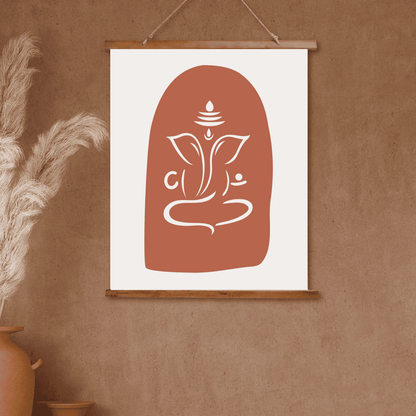 Boho Wood Topped Wall Tapestry with Ganesh Design, Ideal for Yoga Lovers, Home Decor, Wall Art, Meditation
