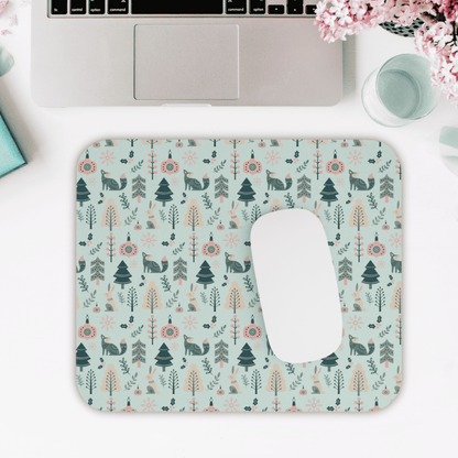 Whimsical Forest Mouse Pad, Cute Desk Mat, Nature Mousepad, Woodland Decor, Office Gift, Animal Print Mousepad