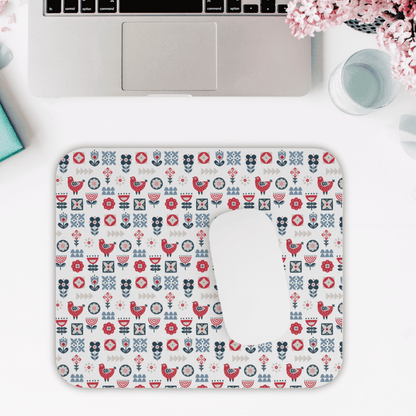 Mouse Pad, Nature Themed Mousepad, Woodland Animal Print Mousepad, Gift for Coworker, Gift for Boss, Scandinavian Folk Art, Scandi Design
