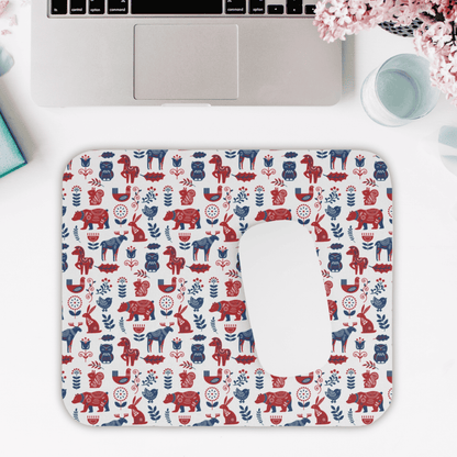 Mouse Pad, Nature Themed Mousepad, Woodland Animal Print Mousepad, Gift for Coworker, Gift for Boss, Scandinavian Folk Art, Scandi Design