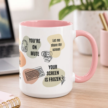 Funny Office Mug, Virtual Meeting Humor Coffee Cup, Work From Home Gift, Coworker Gift | Meeting Mantras