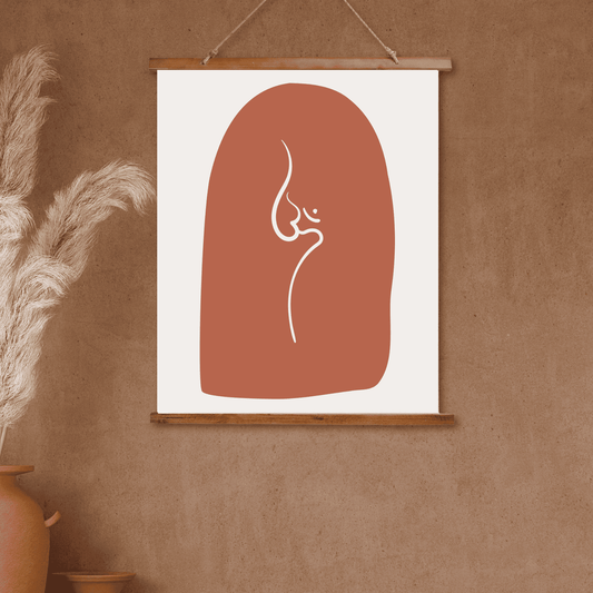 Tapestry with Hanger, Om Sign Design, Wood Top, 26"x36", Indian Art, Abstract Om Symbol, Puja Room Wall Art, Meditation Yoga Room Art