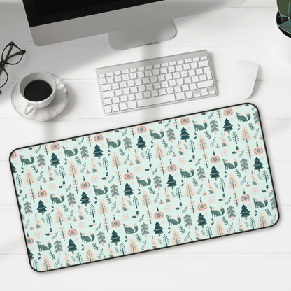Scandinavian Inspired Design Forest Scene Desk Mat, Boho Desk Accessories, Nature Lover Gift, Home Office Decor, Wildlife Theme