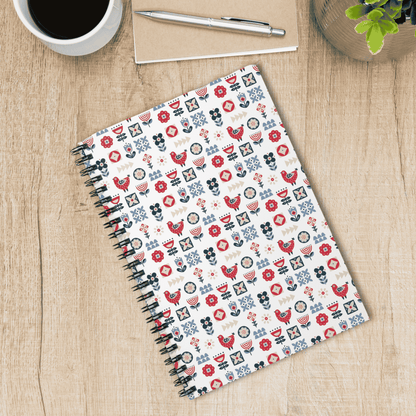 Spiral Notebook - Scandinavian Floral Design, Nordic Art, Ruled Lines, Cute Stationery, Gift for Students, Journal, Office Supplies, Planner