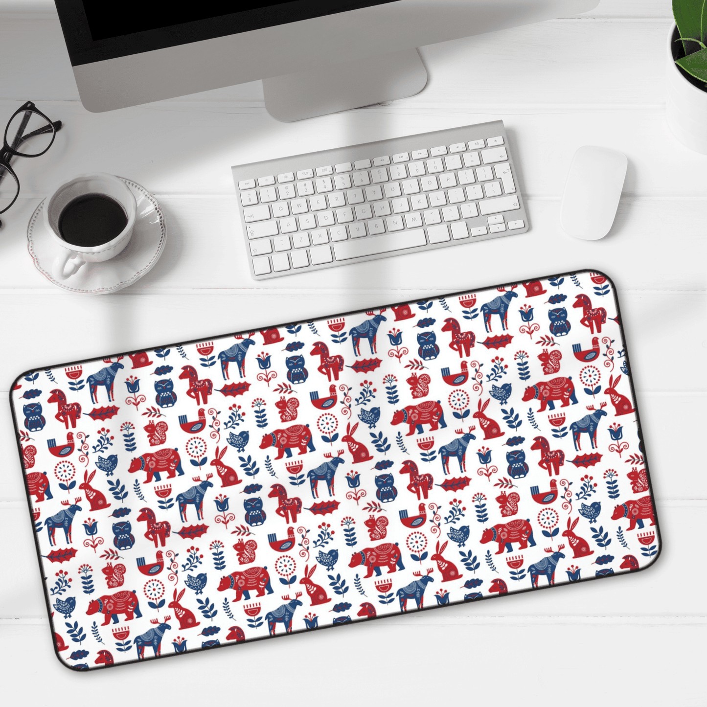 Scandinavian Inspired Design Forest Scene Desk Mat, Boho Desk Accessories, Nature Lover Gift, Home Office Decor, Wildlife Theme
