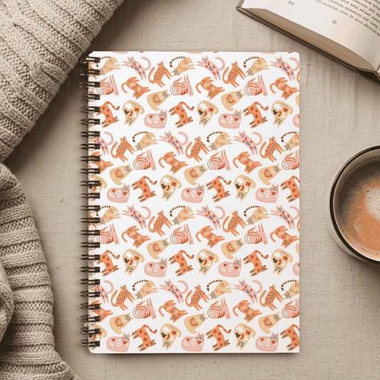 Spiral Notebook - Cute Cat Design, Scandinavian Art, Perfect for Students, Journaling, Gift for Animal Lovers, Back to School Supplies