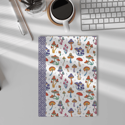 Hardcover Journal, Bright Colorful Whimsical Psychedelic Mushroom Design