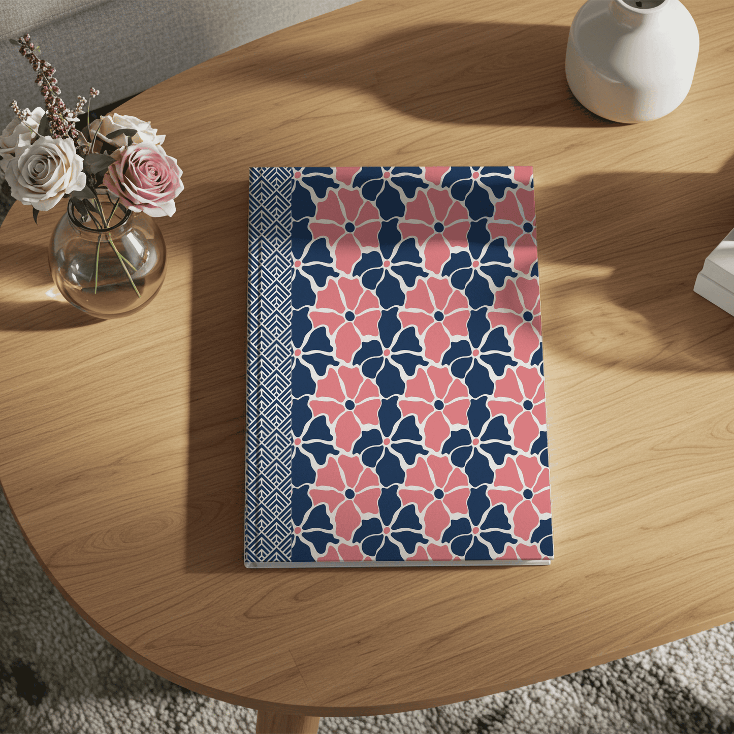 Groovy Retro Flowers Journal Hardcover Notebook, Vintage Floral Design