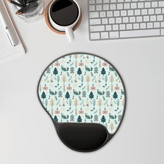 Whimsical Forest Mouse Pad with Wrist Rest | Cute Office Decor, Computer Accessories, Gift for Nature Lovers, Home Office Essentials,