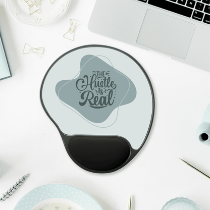 The Hustle is Real Mouse Pad with Wrist Rest - Ergonomic Office Gift for Entrepreneurs, Desk Accessories, Work From Home Essentials,