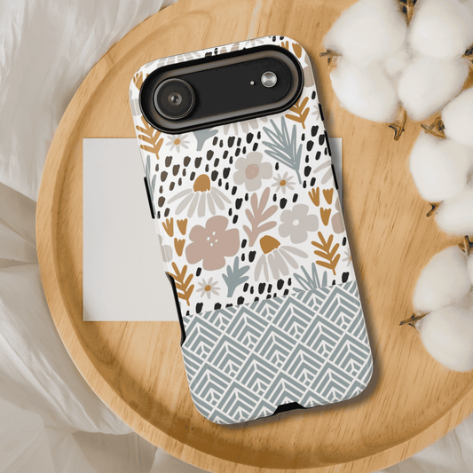 iPhone 17 Case, iPhone 17 Air, iPhone 17 Pro Max, Tough Phone Case, Boho Floral Design