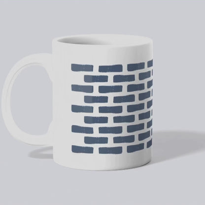 Distressed Brick Pattern Ceramic Coffee Mug, Indigo Navy Blue Tea Cup for Home, Office, Cute Coffee Cup, Tea Lover's Mug, Unisex gift