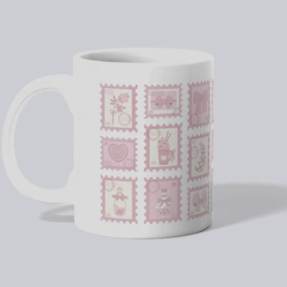 Pink Stamp Coquette Ceramic Mug, 11oz, 15oz - Gift for Her, Coffee Cup, Tea Lover's Gift, Kitchen Decor, Office Mug