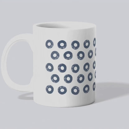 Navy Circles Ceramic Coffee Mug, Distressed Brush Circles Indigo Tea Cup for Home, Office, Cute Coffee Cup, Tea Lover's Mug, Unisex gift