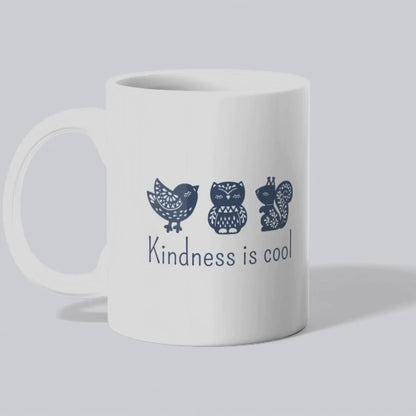 Kindness Mug - Cute Scandinavian Animal Design for Coffee Lovers, Kindness is Cool Ceramic Tea Cup 11oz/15oz, BPA Free