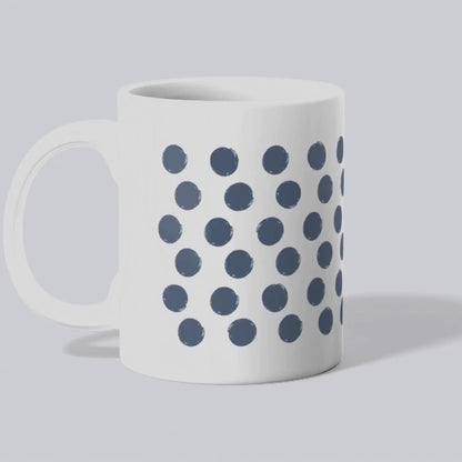 Navy Polka Dot Ceramic Coffee Mug, Distressed Brush Dots Indigo Tea Cup for Home, Office, Cute Coffee Cup, Tea Lover's Mug, Unisex gift